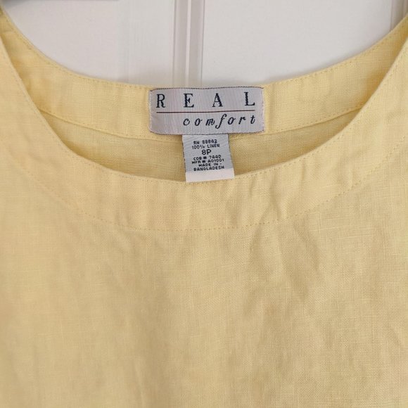 Vintage Yellow Linen Dress Real Comfort size 8 - Picture 2 of 3